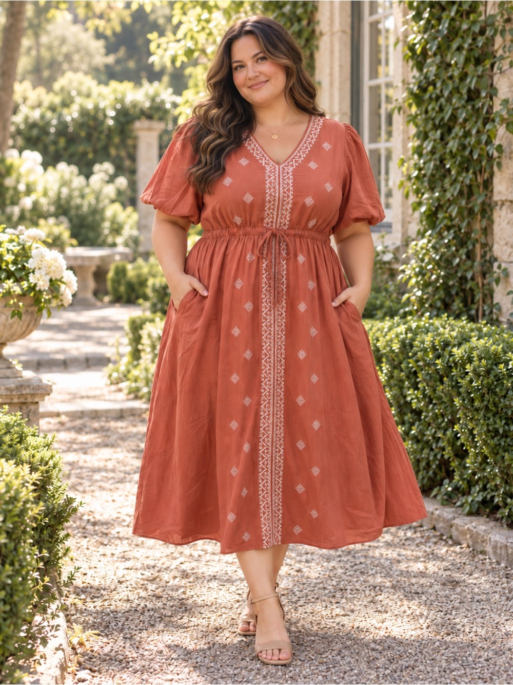 NWT Orange Creek Sedona Rust Embroidered Boho Maxi Dress Size 2X